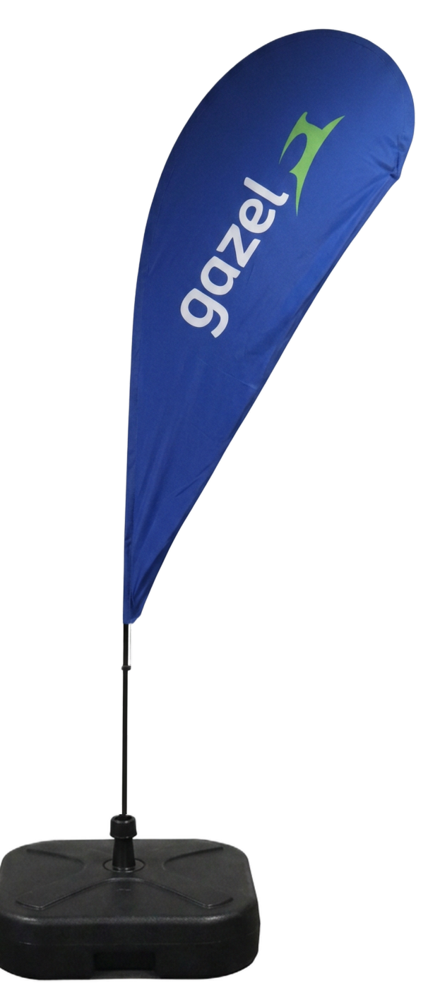V1025 Bandera forma gota talla S para empresas en Colombia | VENDEX Bandera forma gota talla S al por mayor en Bogotá para publicidad BTL - VENDEX